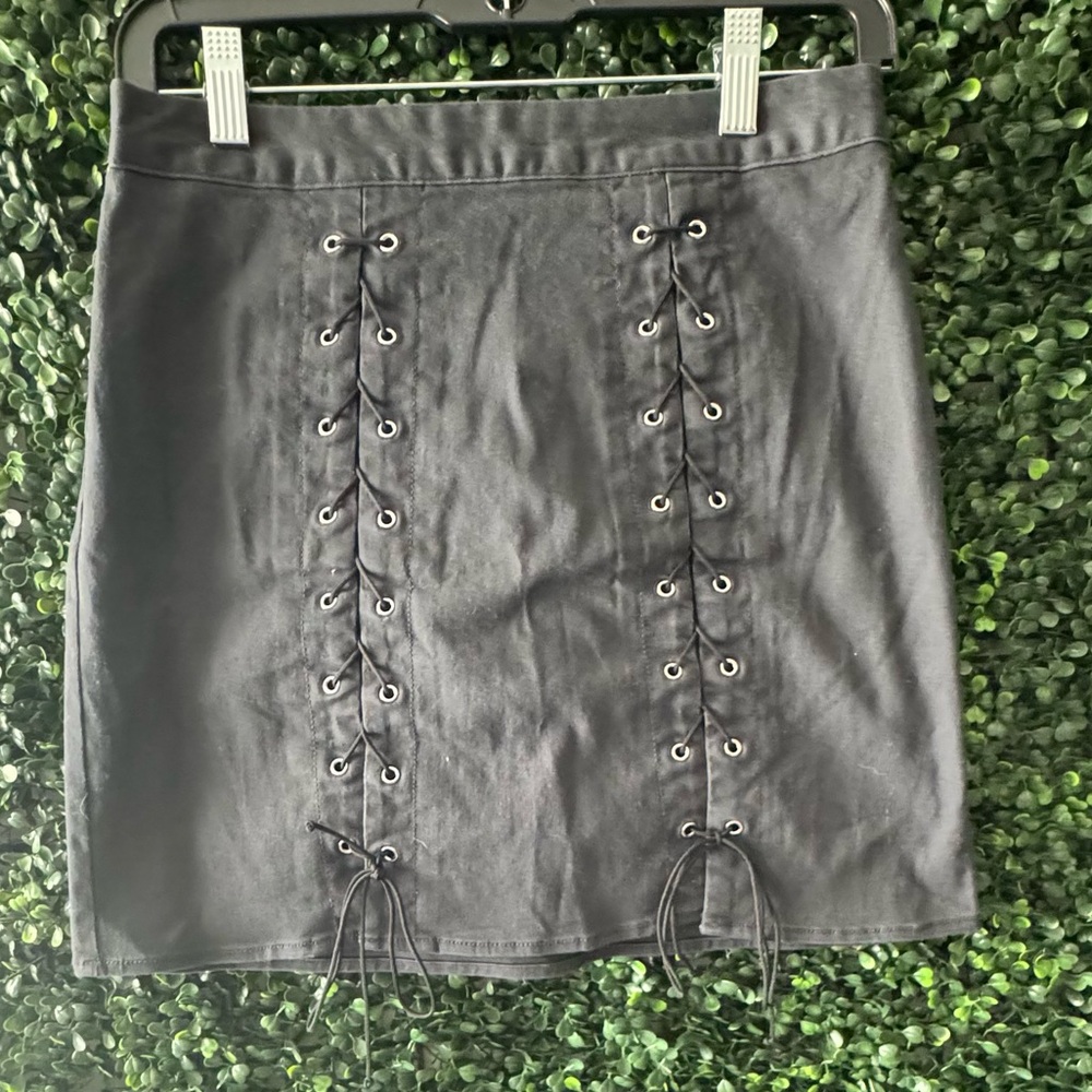 Wild Fable Black Lace-Up Mini Skirt